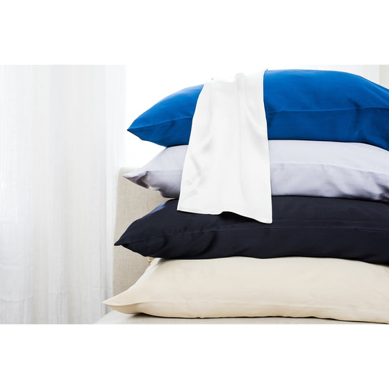 100% silk pillowcase for hair / 25 mom mulberry silk charmeuse / gift wrapped king size case in natural undyed white / pillow stack Danielle Walker