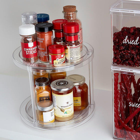 2 tier clear acrylic lazy Susan with food Danielle Walker 