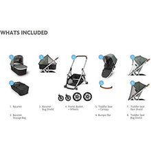  2018 UPPA baby vista stroller - Henry in blue marl, silver, and saddle leather components diagram Danielle Walker