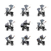 2018 UPPA baby vista stroller - Henry in blue marl, silver, and saddle leather stroller configurations diagram Danielle Walker