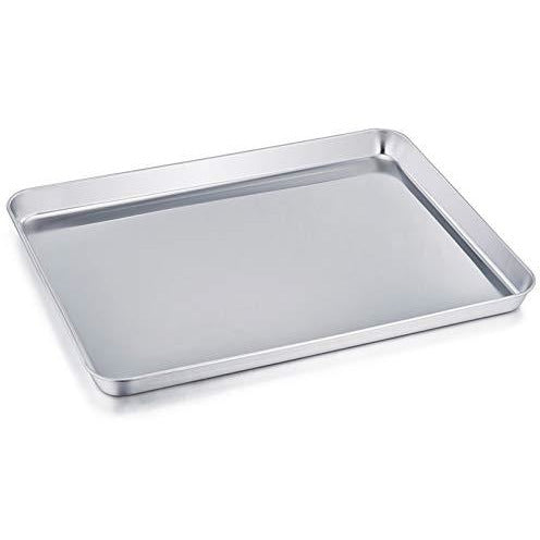 TeamFar Baking Sheet, Stainless Steel Baking Pan Cookie Sheet, Healthy & Non Toxic, Rust Free & Less Stick, Easy Clean & Dishwasher Safe