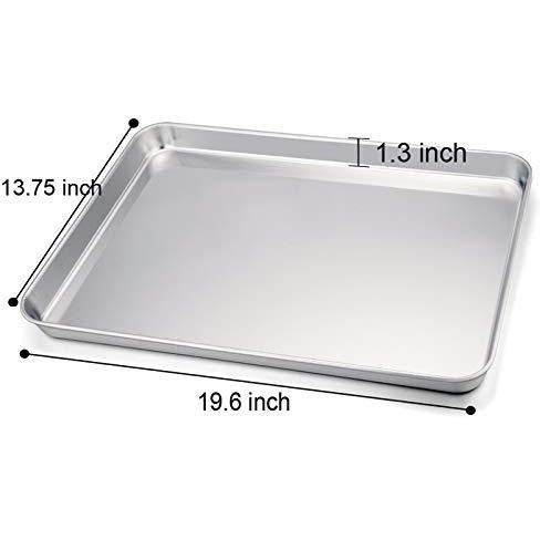 TeamFar Baking Sheet, Cookie Sheet Half Sheet Baking Pans Stainless Steel, 20 14 1, Non Toxic & Healthy, Heavy Duty & Thick Gauge, Mirror Finish & Dishwasher Safe - 2 Piece