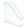 mDesign Plastic File Folder Bin Storage Organizer - Vertical with Handle - Holds Notebooks, Binders, Envelopes, Magazines - Container for Home Office and Work Desktops - Clear