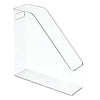 mDesign Plastic File Folder Bin Storage Organizer - Vertical with Handle - Holds Notebooks, Binders, Envelopes, Magazines - Container for Home Office and Work Desktops - Clear