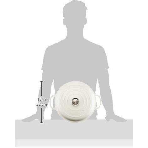 Le Creuset LS2532-3016SS Signature Enameled Cast-Iron 3 1/2 Quart Round Braiser, White w/SS Knob