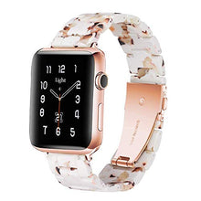 Light Apple Watch Band - Fashion Resin iWatch Band Bracelet Compatible with Copper Stainless Steel Buckle for Apple Watch Series 5 Series 4 Series 3 Series 2 Series1 (Nougat White, 38mm/40mm)
