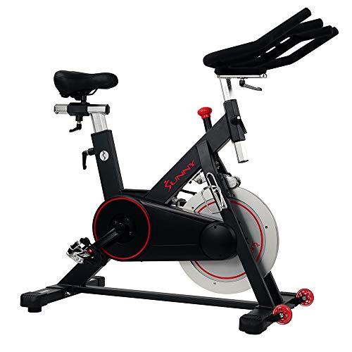 Sunny Health & Fitness Magnetic Belt Drive Indoor Cycling Bike with 44 lb Flywheel and Large Device Holder