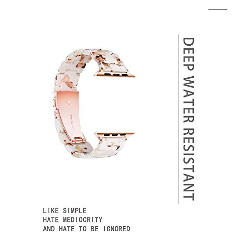 Light Apple Watch Band - Fashion Resin iWatch Band Bracelet Compatible with Copper Stainless Steel Buckle for Apple Watch Series 5 Series 4 Series 3 Series 2 Series1 (Nougat White, 38mm/40mm)