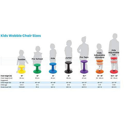 Kore Pre-Teen Wobble Chair - Flexible Seating Stool for Classroom, Home & School, ADD/ADHD - Made in USA - Age 10-11, Grade 5-6, Grey (18in)