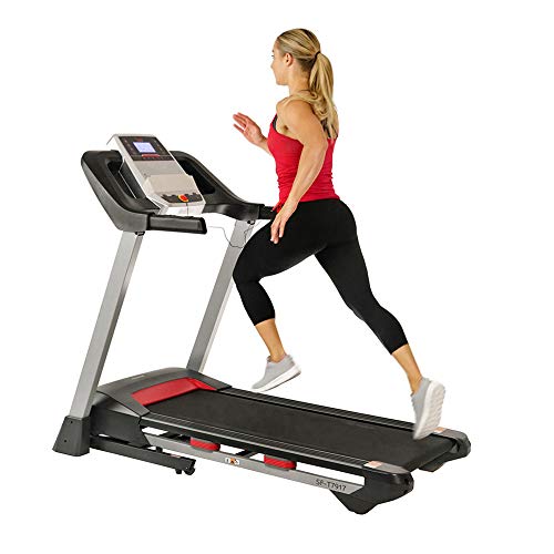 Sunny Health & Fitness Electric Folding Treadmill with LCD and Pulse Monitor, 265 LB Max Weight, Tablet Holder, Bluetooth Speakers and USB Charging - SF-T7917,Black