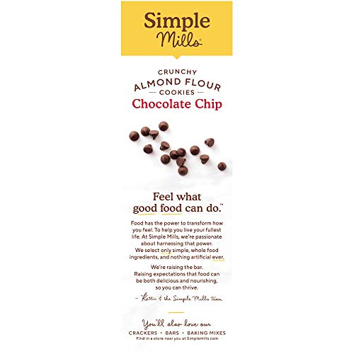 Simple Mills Almond Flour Chocolate Chip Cookies, Gluten Free and Delicious Crunchy Cookies, Organic Coconut Oil, Good for Snacks, Made with whole foods, 3 Count (Packaging May Vary)
