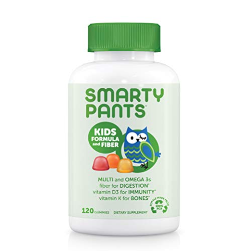 SmartyPants Kids Fiber Daily Gummy Multivitamin: Vitamin C, D3, E, Methyl B12, B6, Gluten Free Supplement, Omega 3 Fish Oil (DHA/EPA) - 30 Day supply