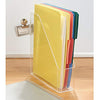 mDesign Plastic File Folder Bin Storage Organizer - Vertical with Handle - Holds Notebooks, Binders, Envelopes, Magazines - Container for Home Office and Work Desktops - Clear