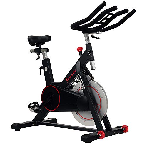 Sunny Health & Fitness Magnetic Belt Drive Indoor Cycling Bike with 44 lb Flywheel and Large Device Holder