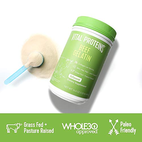 Vital Proteins Beef Gelatin : Pasture-Raised, Grass-Fed, Non-GMO - Gluten free, Dairy free, Sugar free, Whole30 Approved, and Paleo friendly, 16.4 Ounce (Pack of 1)