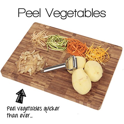 Precision Kitchenware - Ultra Sharp Stainless Steel Dual Julienne & Vegetable Peeler with Cleaning Brush & Blade Guard