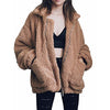 Gzbinz Women's Casual Warm Faux Shearling Coat Jacket Autumn Winter Long Sleeve Lapel Fluffy Fur Outwear Camel M