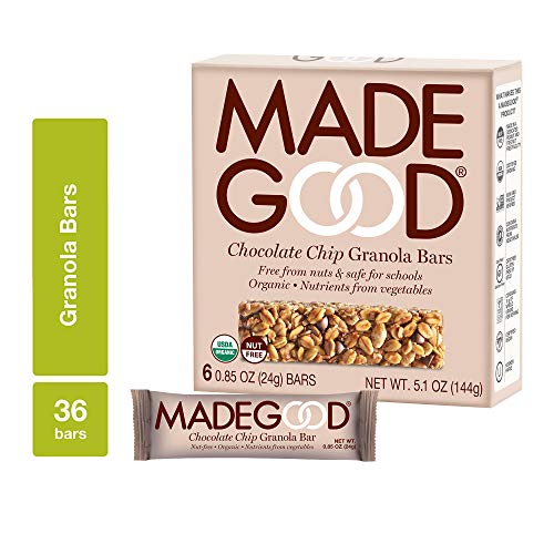 MadeGood Chocolate Chip Granola Bars, 6 Pack (36 bars); Gluten Free Oats and Delicious Chocolate Chips; Allergy-Friendly