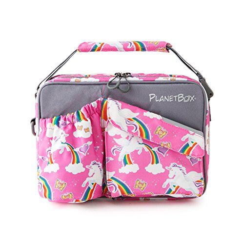 PlanetBox ROVER Eco-Friendly Stainless Steel Bento Lunch Box with 5 Compartments for Adults and Kids - Rainbow Carry Bag with Rainbow Magnets