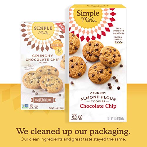 Simple Mills Almond Flour Chocolate Chip Cookies, Gluten Free and Delicious Crunchy Cookies, Organic Coconut Oil, Good for Snacks, Made with whole foods, 3 Count (Packaging May Vary)