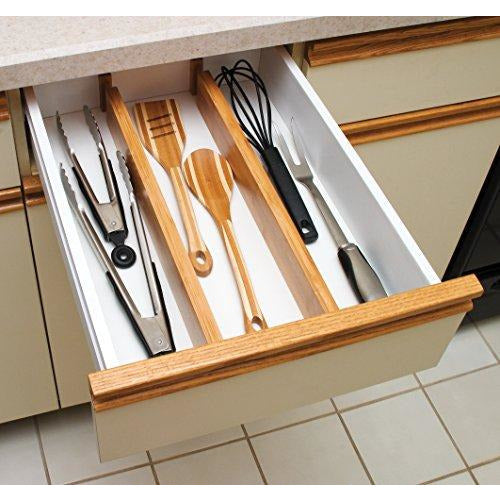 Lipper International 8896 Bamboo Wood Custom Fit Adjustable Kitchen Drawer Dividers, Set of 2