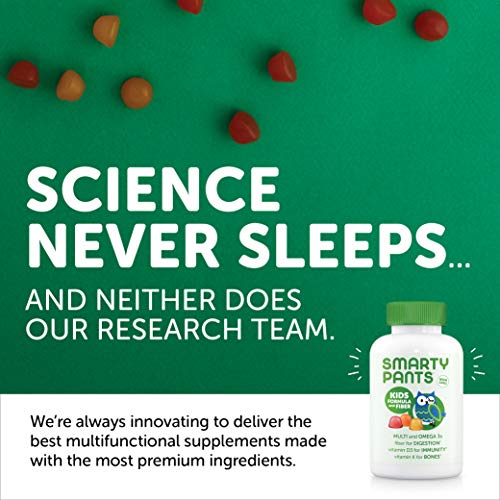 SmartyPants Kids Fiber Daily Gummy Multivitamin: Vitamin C, D3, E, Methyl B12, B6, Gluten Free Supplement, Omega 3 Fish Oil (DHA/EPA) - 30 Day supply
