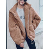 Gzbinz Women's Casual Warm Faux Shearling Coat Jacket Autumn Winter Long Sleeve Lapel Fluffy Fur Outwear Camel M