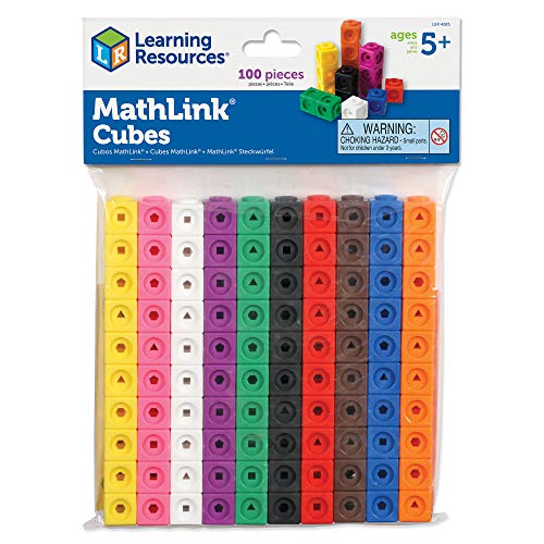 Learning Resources MathLink Cubes, Homeschool, Educational Counting Toy, Math Cubes, Linking Cubes, Early Math Skills, Math Manipulatives, Set of 100 Cubes, Ages 5+