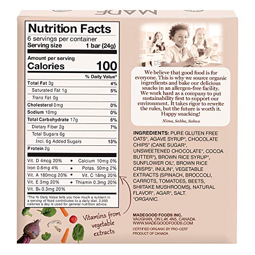 MadeGood Chocolate Chip Granola Bars, 6 Pack (36 bars); Gluten Free Oats and Delicious Chocolate Chips; Allergy-Friendly
