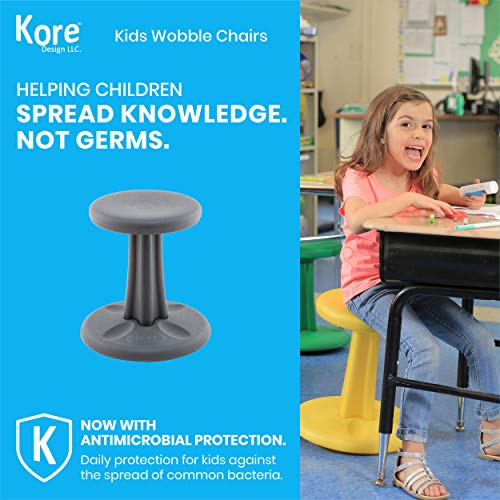 Kore Pre-Teen Wobble Chair - Flexible Seating Stool for Classroom, Home & School, ADD/ADHD - Made in USA - Age 10-11, Grade 5-6, Grey (18in)