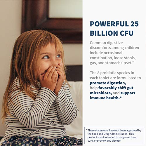 Klaire Labs Ther-Biotic Children's Chewable Probiotic - 25 Billion High CFU, 8 Strains - Probiotics for Kids - Supports Digestive Health and Immune Support - Hypoallergenic and Dairy-Free (60 Tablets)