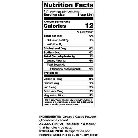 Terrasoul Superfoods Raw Organic Cacao Powder, 1 Lb - Raw | Keto | Vegan