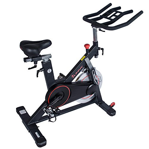 Sunny Health & Fitness Magnetic Belt Drive Indoor Cycling Bike with 44 lb Flywheel and Large Device Holder