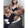Gzbinz Women's Casual Warm Faux Shearling Coat Jacket Autumn Winter Long Sleeve Lapel Fluffy Fur Outwear Camel M