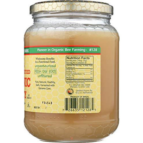 YS Organic Bee Farms CERTIFIED ORGANIC RAW HONEY 100% CERTIFIED ORGANIC HONEY Raw, Unprocessed, Unpasteurized - Kosher 32oz(pack of 1)