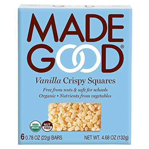 MadeGood Vanilla Crispy Squares, 6 Pack (36 count); Crunchy Rice with Smooth Rich Vanilla