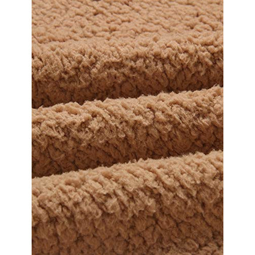 Gzbinz Women's Casual Warm Faux Shearling Coat Jacket Autumn Winter Long Sleeve Lapel Fluffy Fur Outwear Camel M