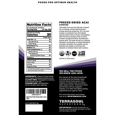 Terrasoul Superfoods Organic Acai Berry Powder, 8 Oz - Freeze-Dried
