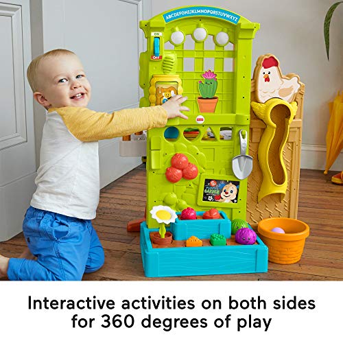 Fisher-Price Laugh & Learn Grow-the-Fun Garden to Kitchen, interactive farm-to-kitchen playset for toddlers with music, lights and learning content