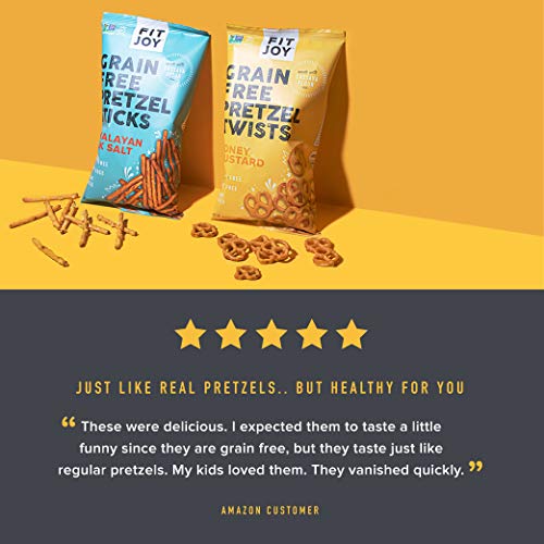 FitJoy Gluten Free Pretzels, Himalayan Pink Salt Sticks, Grain Free, 5 Ounce Bags, 4 Pack