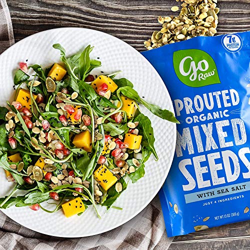 Go Raw Mixed Seeds, Pumpkin, Sunflower & Watermelon Seeds with Sea Salt, 13 Ounce. Bag | Keto | Vegan | Gluten Free Snacks| Organic