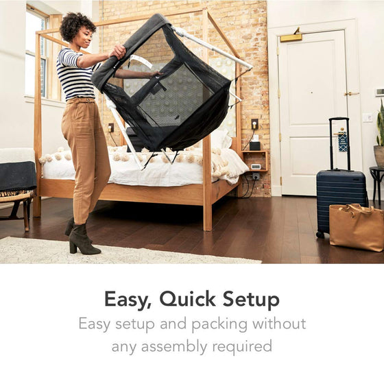 Lotus Travel Crib - Backpack Portable, Lightweight, Easy to Pack Play-Yard with Comfortable Mattress - Certified Baby Safe