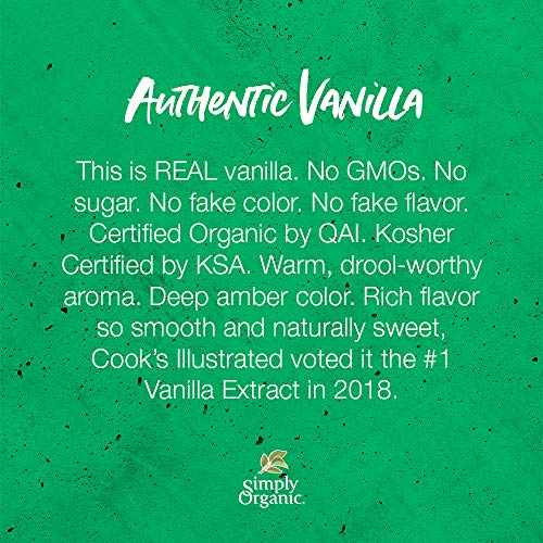 Simply Organic Pure Vanilla Extract, Certified Organic, 4-Ounce Glass Bottle