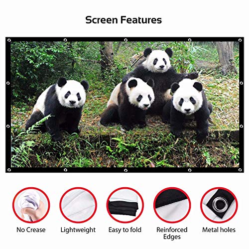 Projector Screen 120 inch 16:9 HD Foldable Anti-Crease Portable Projection Movies Screen for Home Theater Outdoor Indoor Support Double Sided Projection by P-JING