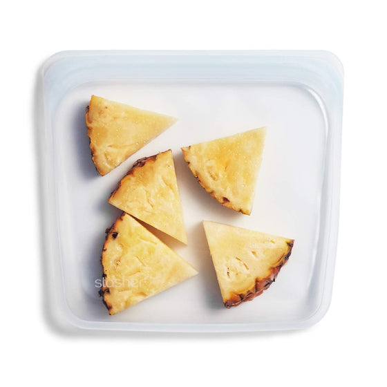 Stasher 100% Silicone Reusable Food Bag, Sandwich Storage Size, 7-inch (15-ounce), Clear