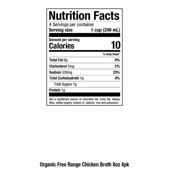 Pacific Foods Organic Free Range Chicken Broth, 8-Ounce Cartons, 4-Pack
