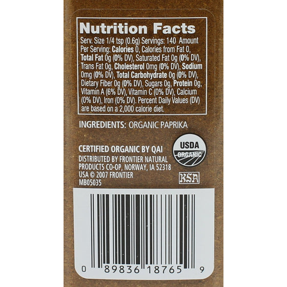 Simply Organic Paprika Ground Certified Organic, 2.96 Ounce Container