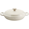 Le Creuset LS2532-3016SS Signature Enameled Cast-Iron 3 1/2 Quart Round Braiser, White w/SS Knob