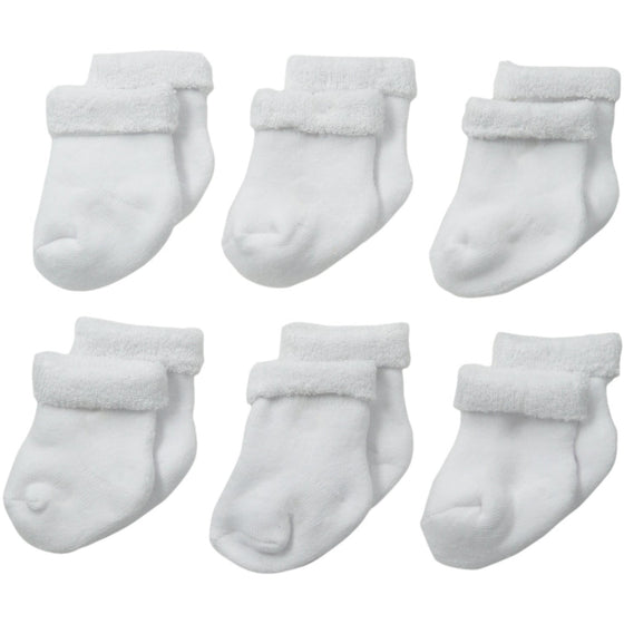 Gerber Baby Unisex 6 Pack Socks, White, 3-6 Months
