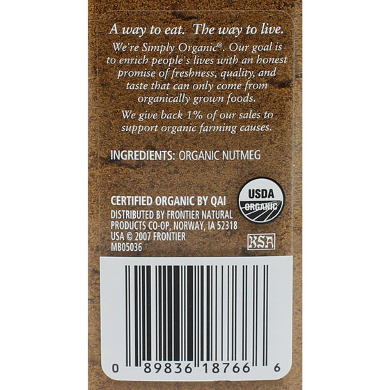 Simply Organic Nutmeg Ground CERTIFIED ORGANIC 2.3oz. bottle